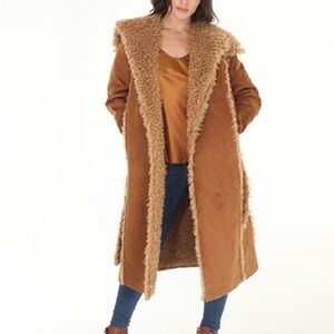 Reversible Faux Suede Women's Cozy Brown Teddy Jacket